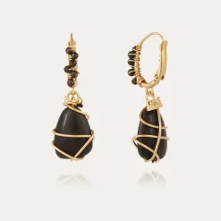 Boucles d'oreilles Tao Rainbow Bis dorées - Balsate noir