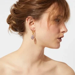 Boucles d'oreilles Tao Rainbow dorées - Améthyste