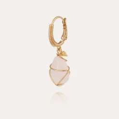 Boucles d'oreilles Tao Rainbow dorées - Cristal de roche