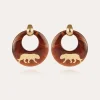 Boucles d'oreilles Tigre acétate dorées - Marron