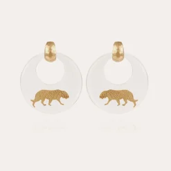 Boucles d'oreilles Tigre acétate dorées - Transparent