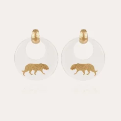 Boucles d'oreilles Tigre acétate dorées - Transparent
