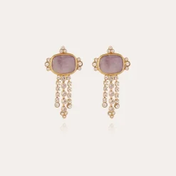 Boucles d'oreilles Tiki dorées - Améthyste