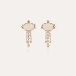 Boucles d'oreilles Tiki dorées - Nacre blanche