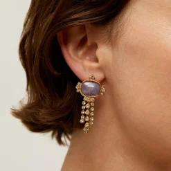 Boucles d'oreilles Tiki dorées - Améthyste