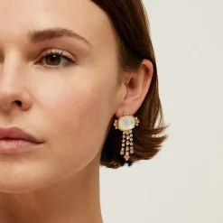 Boucles d'oreilles Tiki dorées - Nacre blanche