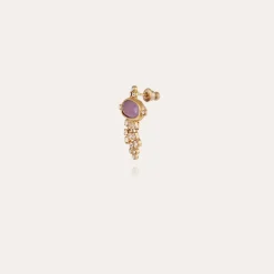 Boucles d'oreilles Tiki petit modèle doré - Améthyste