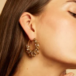 Boucles d'oreilles Tourbillon strass petit modèle dorées