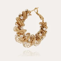 Boucles d'oreilles Tourbillon strass grand modèle dorées