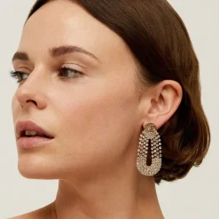 Boucles d'oreilles Trevise strass dorées