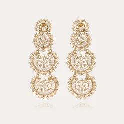 Boucles d'oreilles Yuca 3 rangs dorées