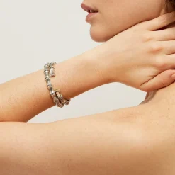 Bracelet Bambou jonc strass argenté