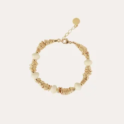 Bracelet Biba petit modèle acétate doré - Ivoire