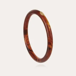 Bracelet Caftan acétate doré - Marron