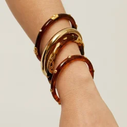 Bracelet Caftan Bis acétate doré - Marron