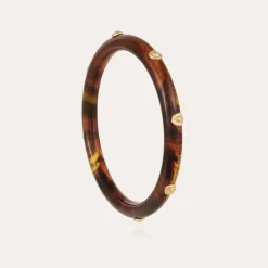 Bracelet Caftan Bis acétate doré - Marron