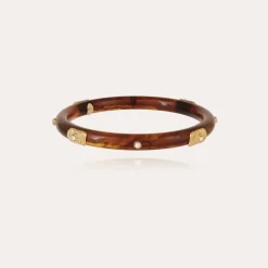 Bracelet Caftan Meknes acétate doré - Marron