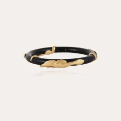 Bracelet Cobra jonc acétate doré - Noir