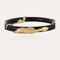 Bracelet Cobra jonc acétate doré - Noir