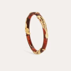 Bracelet Cobra jonc acétate doré - Marron