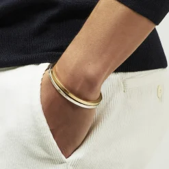 Bracelet Eliot martelé grand modèle argenté