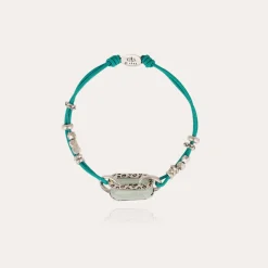Bracelet Escale acétate argenté - Bleu acqua