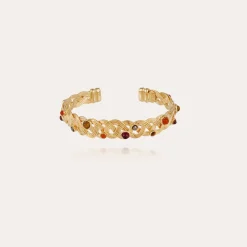 Bracelet jonc Césaria cabochons doré