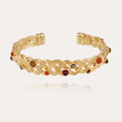 Bracelet jonc Césaria cabochons doré