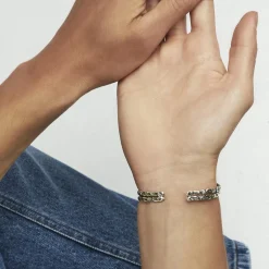 Bracelet jonc Liane croisé grand modèle argenté