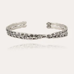 Bracelet jonc Liane croisé grand modèle argenté