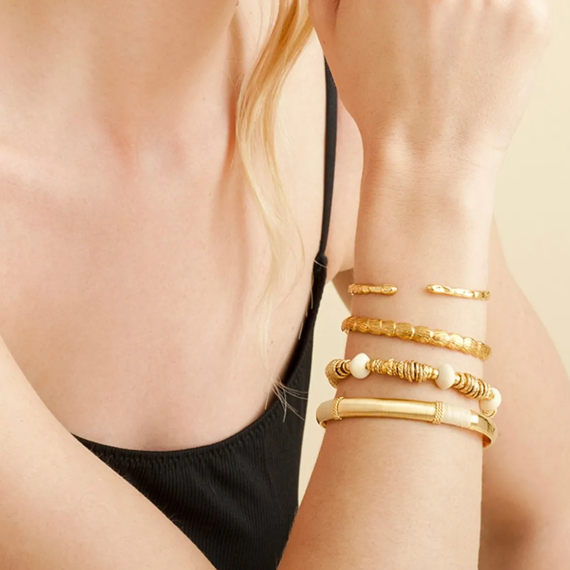 Bracelet jonc Liane mini doré