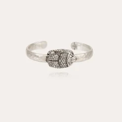 Bracelet jonc Scarabée strass argenté