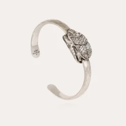 Bracelet jonc Scarabée strass argenté