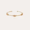 Bracelet jonc Torsade 3 strass petit modèle doré