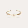 Bracelet jonc Torsade 3 strass petit modèle doré