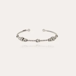 Bracelet jonc Torsade 3 strass petit modèle argenté