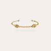 Bracelet jonc Torsade 2 strass petit modèle doré