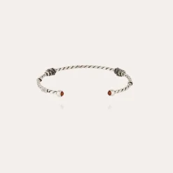 Bracelet Jonc Torsade cabochons petit modèle argenté