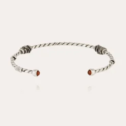 Bracelet Jonc Torsade cabochons petit modèle argenté