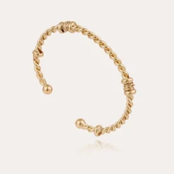 Bracelet jonc Torsade grand modèle doré