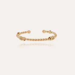 Bracelet Jonc Torsade grand modèle doré