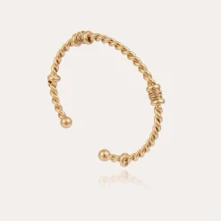 Bracelet Jonc Torsade grand modèle doré