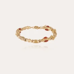 Bracelet Kali cabochons doré - Cornaline