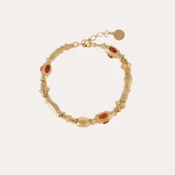 Bracelet Kali cabochons doré - Cornaline