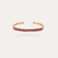 Bracelet Lyre jonc grand modèle doré - Améthyste