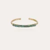 Bracelet Lyre jonc grand modèle doré - Apatite bleue