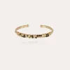 Bracelet Lyre jonc grand modèle doré - Pierres fines