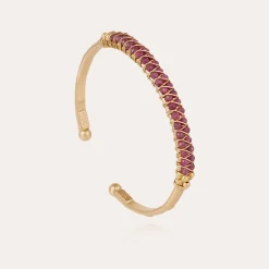 Bracelet Lyre jonc grand modèle doré - Améthyste