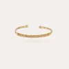 Bracelet Lyre jonc petit modèle doré - Quartz rose