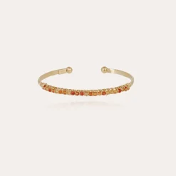 Bracelet Lyre jonc petit modèle doré - Cornaline